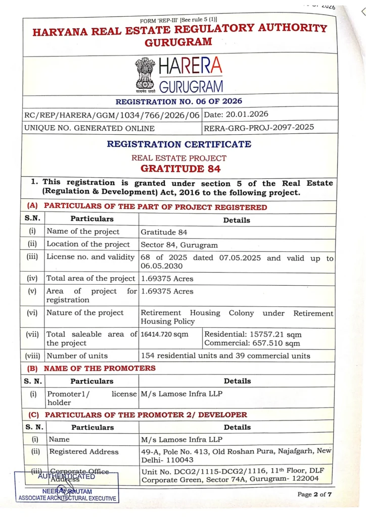 lamose-gratitude-84-rera-number